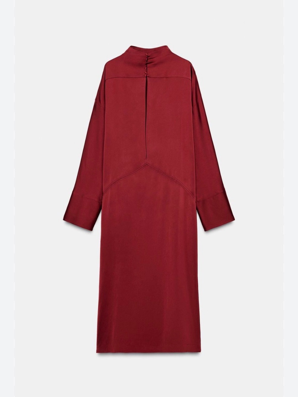Zara Burgundy Long Sleeve Midi Dress